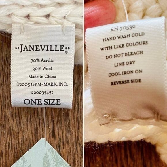 Janeville Knitted White Wool Blend Scarf 6 in W x 58 in L w/ Sequins and Fringe - Picture 4 of 7